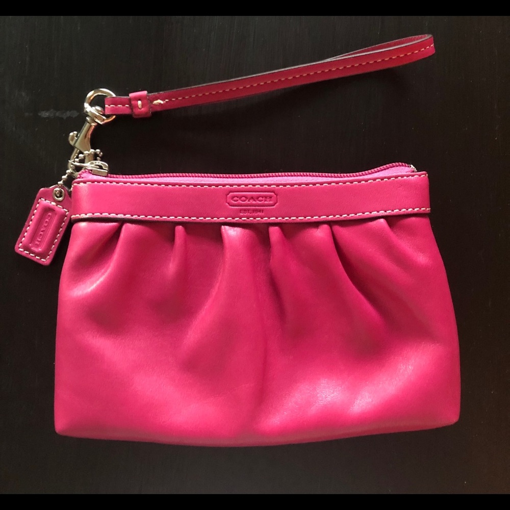 COACH pink leather wristlet